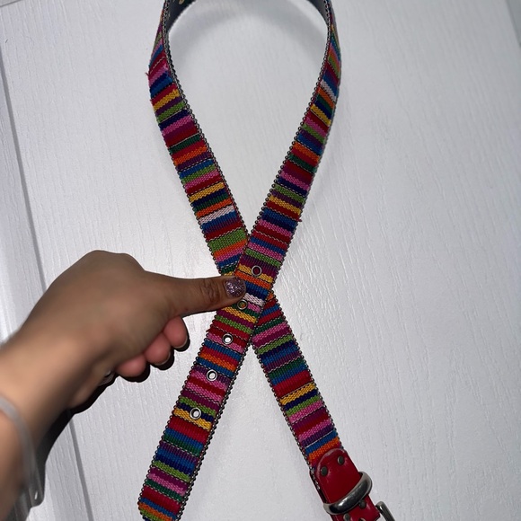 Colorful Striped Belt with Silver Buckle - Picture 4 of 7